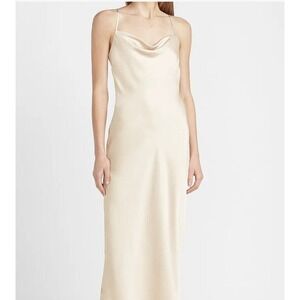 NWT Express Satin Slip Dress Large Cream Sleeveless Strappy Wedding